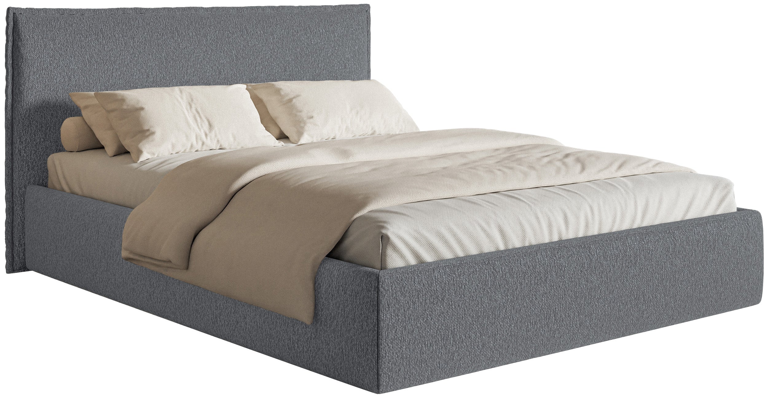 Łóżko tapicerowane 200×200 cm Softie Slim grafitowe szenil
