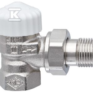 Zawór termostatyczny V-exakt II DN15 niklowany, kapa biała, kątowy, z nastawą wstępną 3711-02.000