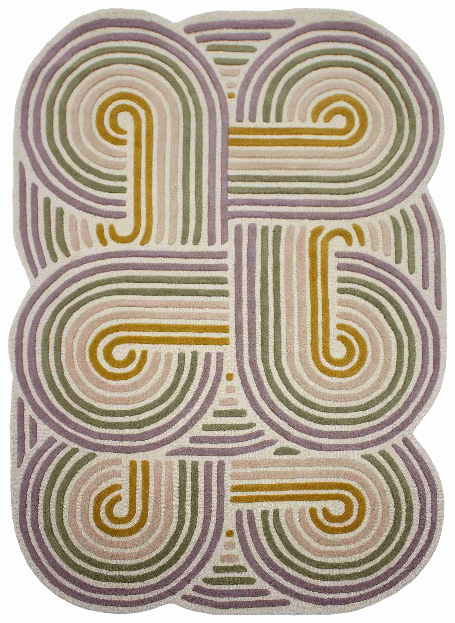Dywan wełniany ręcznie wykonany Spiral 140×200 cm zielony
