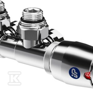 Zestaw termostatyczny kątowy Z15 Chrom CU LEWY, z możliwością nastawy wstępnej na zaworze powrotnym 602200000VTLC01