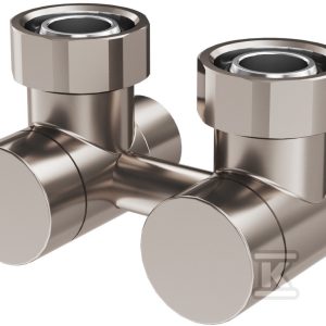 Przyłącze kątowe zespolone M22X1,5 w kolorze NIKLOWYM, złączki CU, rozstaw przyłączy 50 mm, bez nastawy wstępnej 601000100VT