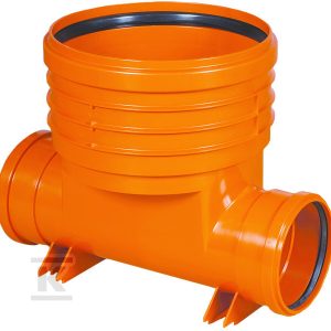 Kineta PP 400×110 dopływ 180st. typ1 przelotowa, do rury wznoszącej gładkiej DN/OD 400mm oraz rury wlotowej gładkiej 110mm, z uszczelką, kolor pomarańczowy (Diamir 400 gładka) 2541110300