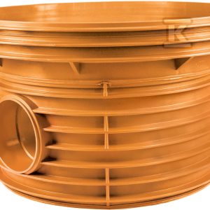 Kineta PP 800×160-K2 dopływ 90st.(270st.) typ1 przelotowa, bezspadkowa, do pierścienia wznoszącego 800mm oraz rury wlotowej korugowanej K2 DN/ID 160mm, bez uszczelek, kolor pomarańczowy (Diamir 800) 2621529030