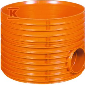 Kineta PP 600×160-K2 dopływ 120st.(240st.) typ1 przelotowa, bezspadkowa, do rury wznoszącej korugowanej DN/ID 600mm oraz rury wlotowej korugowanej K2 DN/ID 160mm, bez uszczelek, kolor pomarańczowy (Diamir 600) 2581524300