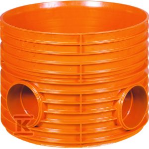 Kineta PP 600×150-K2 dopływ lewy+prawy 135st.+225st. typ2 zbiorcza, bezspadkowa, do rury wznoszącej korugowanej DN/ID 600mm oraz rur wlotowych korugowanych K2-KAN DN/ID 150mm, bez uszczelek, kolor pomarańczowy (Diamir 600) 2582523300