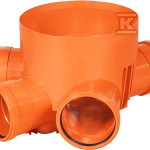 Kineta PP 315×110 dopływ lewy+prawy 135st.+225st. typ2 zbiorcza, do rury wznoszącej karbowanej 315mm oraz rur wlotowych gładkich 110mm, z uszczelką, kolor pomarańczowy (Diamir 315) 2532113300