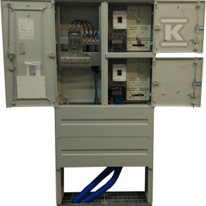 Szafka pomiarowa P2-RS/LZV/LZR/F, złącze kablowe – pomiarowe dla przyłączenia 2 instalacji, zasilane poprzez wcięcie magistralnej linii kablowej lub zasilanie pojedynczą linią kablową, w tym za pośrednictwem mufy rozgałęźnej z magistralnej linii kablowej R1D51-0002-004