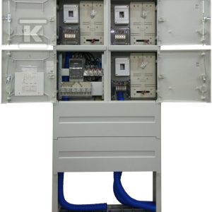 Szafka pomiarowa P3-RS/LZV/LZR/F, złącze kablowe – pomiarowe dla przyłączenia 3 instalacji, zasilane poprzez wcięcie magistralnej linii kablowej lub zasilanie pojedynczą linią kablową, w tym za pośrednictwem mufy rozgałęźnej z magistralnej linii kablowej R1D51-0003-003