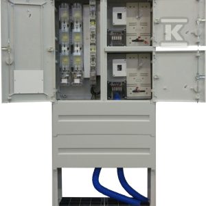 Rozdzielnia kablowa zintegrowanaKRSN-P2/2F-NH2/R-NH00/F, złącze kablowe – pomiarowe dla przyłączenia 2 instalacji, zasilane poprzez wcięcie magistralnej linii kablowej lub zasilanie pojedynczą linią kablową, w tym za pośrednictwem mufy rozgałęźnej z magistralnej linii kablowej R1D51-0004-002