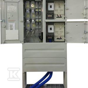Rozdzielnia kablowa zintegrowanaKRSN-P2/2F-NH2/2R-NH00/F, złącze kablowe – pomiarowe dla przyłączenia 2 instalacji, zasilane poprzez wcięcie magistralnej linii kablowej lub zasilanie pojedynczą linią kablową, w tym za pośrednictwem mufy rozgałęźnej z magistralnej linii kablowej R1D51-0004-003