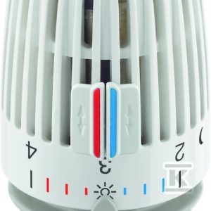 Głowica termostatyczna K – Klasa A, histereza 0.15 K, wpływ temperatury czynnika 0.35 K, różnicy ciśnień 0.2 K, biała 6000-09.500