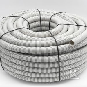Rura karbowana bezhalogenowa z pilotem (peszel bezhalogenowy) RIL-HF-FR-P 11×15 kolor RAL 7035 szara, odporność 320N 50mb W3490