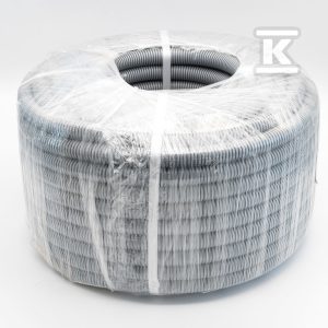 Rura osłonowa karbowana szara (PESZEL) niepodtrzymująca płomienia ( samogasnąca), UV odporna RKSGP 19X25 z pilotem 750N 50mb W0273