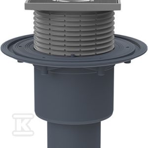 Wpust stropowy DN50/75/110 pionowy z kołnierzem przyłączeniowym, syfonem antyzapachowym Primus blue, ramą nasadową 123x123mm i rusztem ze stali szlachetnej K3- 300kg HL310PRBLUE
