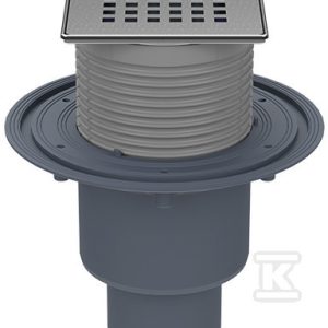Wpust stropowy DN50/75/110 pionowy z kołnierzem przyłączeniowym, syfonem antyzapachowym Primus blue i nasadą ze stali szlachetnej 121x121mm z rusztem dekoracyjnym HL310PRBLUE-3125