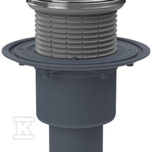 Wpust stropowy DN50/75/110 pionowy z kołnierzem przyłączeniowym, syfonem antyzapachowym Primus blue, nasadą okrągłą z deklem ze stali szlachetnej K3-300 kg HL310PRBLUER