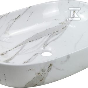 Umywalka nablatowa KORFU biały połysk marmur CE-34-701-C