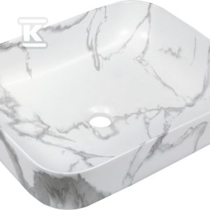 Umywalka nablatowa FLORINA biały mat marmur CE-40-706-C