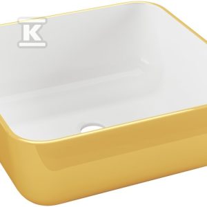Umywalka nablatowa MALAGA biało/złoty CE-39-013-W