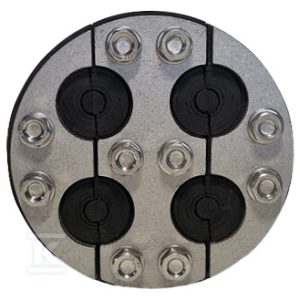 Przepust Gazo-Wodoszczelny do przejść instalacji, średnica zewnętrzna 125mm, czterootworowy, zakres wewnętrznych otworów medialnych od 7mm do 30mm DW125/4/7-30