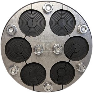 Przepust Gazo-Wodoszczelny do przejść instalacji, średnica zewnętrzna 150mm, sześciootworowy, zakres wewnętrznych otworów medialnych od 12mm do 38mm DW150/6/12-38