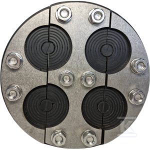 Przepust Gazo-Wodoszczelny do przejść instalacji, średnica zewnętrzna 150mm, czterootworowy, zakres wewnętrznych otworów medialnych od 9mm do 42mm DW150/4/9-42