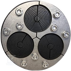 Przepust Gazo-Wodoszczelny do przejść instalacji, średnica zewnętrzna 150mm, trójotworowy, zakres wewnętrznych otworów medialnych od 9mm do 54mm DW150/3/9-54