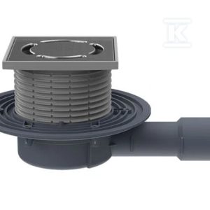 Wpust stropowy DN40/50 poziomy niski z syfonem antyzapachowym i przeciwcofkowym PrimusBlue oraz ramką z tworzywa i rusztem nierdzewnym 123×123/115x115mm HL90PRBLUE