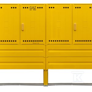 Szafka gazowa z kompozytu, stojąca, typ SSTG, szerokość 2×1060 / wysokość 840mm + fundament, monozłącze na 8 gazomierzy, standard PSG, kolor żółty RAL1021 IOBG-91048-07-528-H