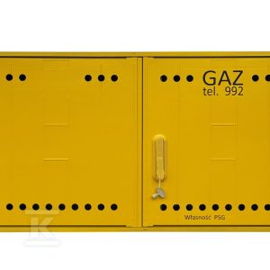 Szafka gazowa z kompozytu, wisząca, typ SSTG, szerokość 1060 / wysokość 580mm + monozłącze na 2 gazomierze w poziomie, standard PSG, kolor żółty RAL1021 IOBG-91062-07-528-H