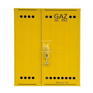 Szafka gazowa z kompozytu, wisząca, typ SSTG, szerokość 660 / wysokość 840mm + monozłącze na 2 gazomierze w pionie, standard PSG, kolor żółty RAL1021 IOBG-91051-07-528-H