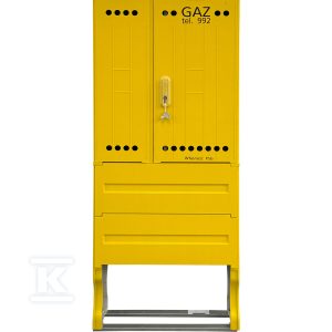 Szafka gazowa z kompozytu, stojąca, typ SSTG, szerokość 660 / wysokość 840mm + fundament, monozłącze na 2 gazomierze w pionie, standard PSG, kolor żółty RAL1021 IOBG-91039-07-528-H