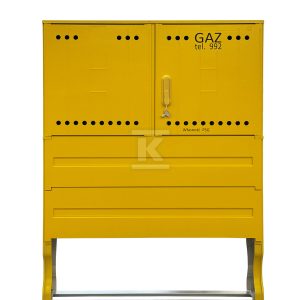 Szafka gazowa z kompozytu, stojąca, typ SSTG, szerokość 1060 / wysokość 580mm + fundament, monozłącze na 2 gazomierze w poziomie, standard PSG, kolor żółty RAL1021 IOBG-91041-07-528-H