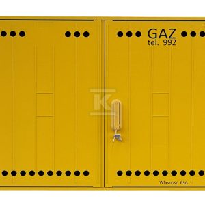 Szafka gazowa z kompozytu, wisząca, typ SSTG, szerokość 1060 / wysokość 840mm + monozłącze na 4 gazomierze w pionie, 2+2, standard PSG, kolor żółty RAL1021 IOBG-91063-07-528-H