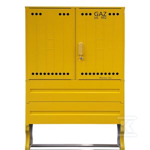 Szafka gazowa z kompozytu, stojąca, typ SSTG, szerokość 1060 / wysokość 840mm + fundament, monozłącze na 3 gazomierze w pionie, 2+1, standard PSG, kolor żółty RAL1021 IOBG-91043-07-528-H