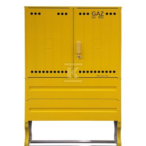 Szafka gazowa z kompozytu, stojąca, typ SSTG, szerokość 1060 / wysokość 840mm + fundament, monozłącze na 4 gazomierze w pionie, 2+2, standard PSG, kolor żółty RAL1021 IOBG-91044-07-528-H