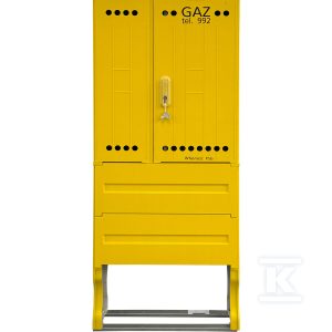 Szafka gazowa z kompozytu, stojąca, typ SSTG, szerokość 660 / wysokość 840mm, bez monozłącza, z fundamentem, standard PSG, kolor żółty RAL1021 IOBG-43311-07-524-H