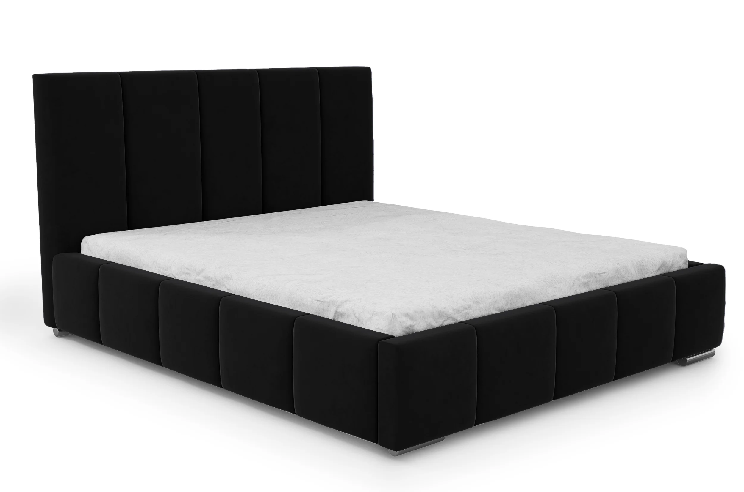 Łóżko tapicerowane 160×200 cm Bodera z pojemnikiem czarne w tkaninie hydrofobowej