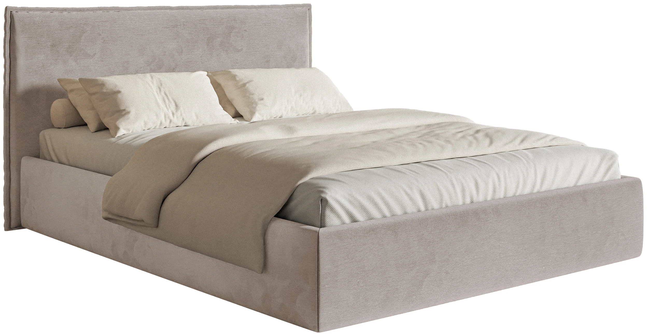 Łóżko tapicerowane 180×200 cm Softie Slim szarobrązowe welur hydrofobowy