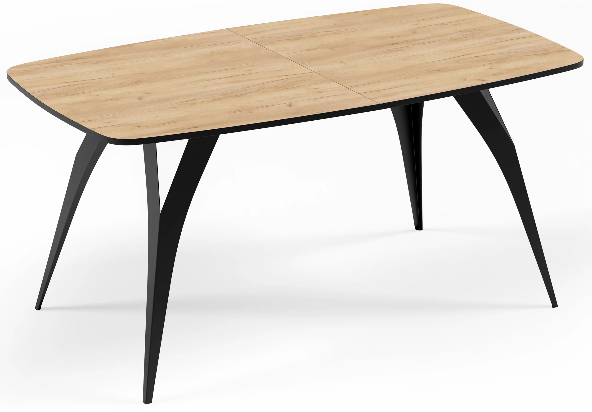 Stół rozkładany do jadalni Diffini 180-280×90 cm Dąb Craft z czarnymi nogami