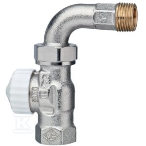 Zawór termostatyczny z bezstopniową nastawą wstępną od 1 do 8 V-exact II DN15, śrubunek kolankowy prawy 3756-02.000