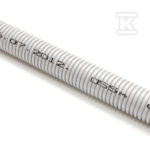 Rura karbowana bezhalogenowa bez pilota (peszel bezhalogenowy) RIL-HF-FR_7x10+P kolor RAL 7035 szara, odporność 320N 100mb W4797