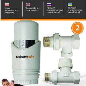 Zestaw termostatyczny prosty biały OPTZZTPB.408