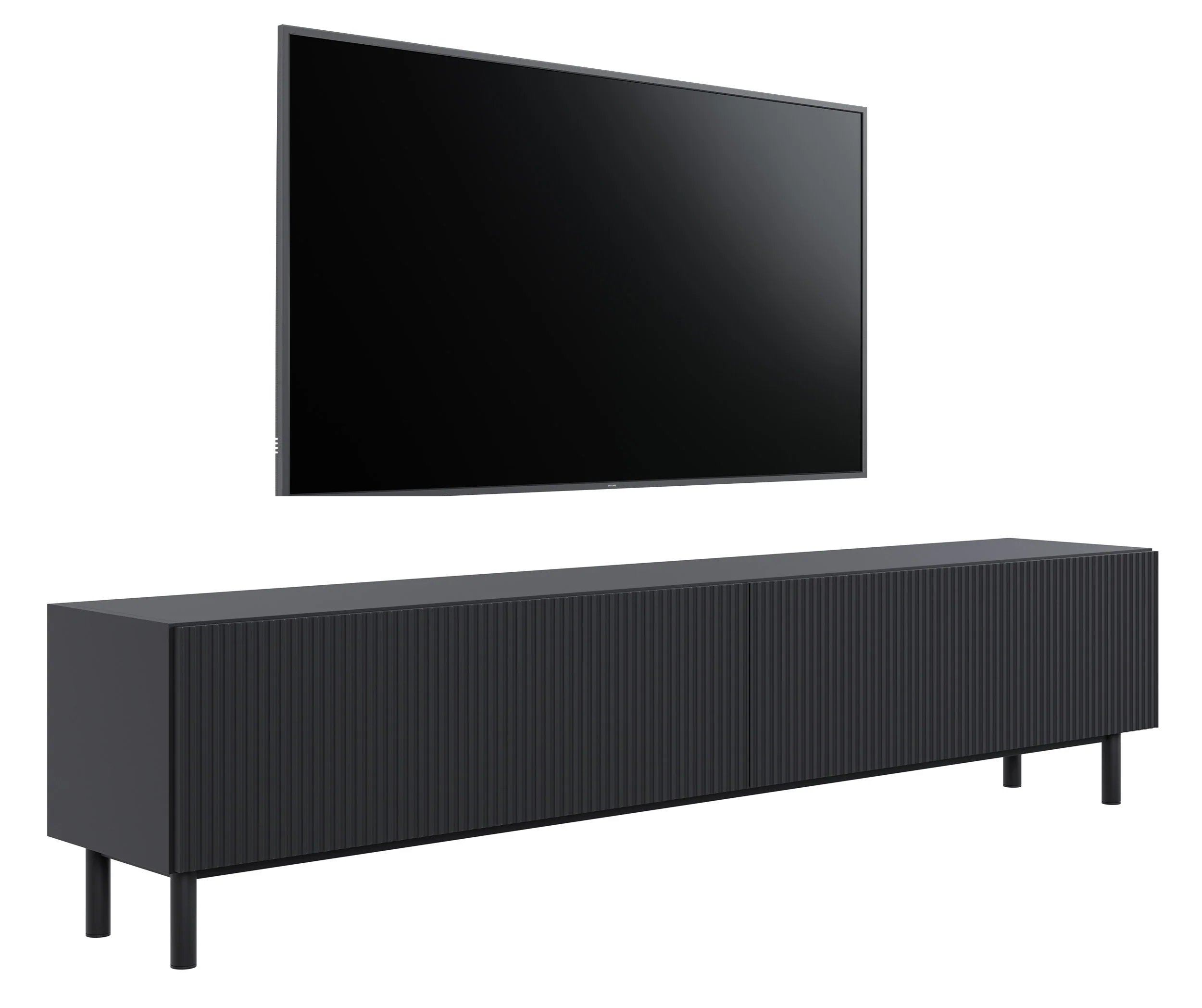 Szafka RTV Veldio New z frezowanym frontem 175 cm czarna