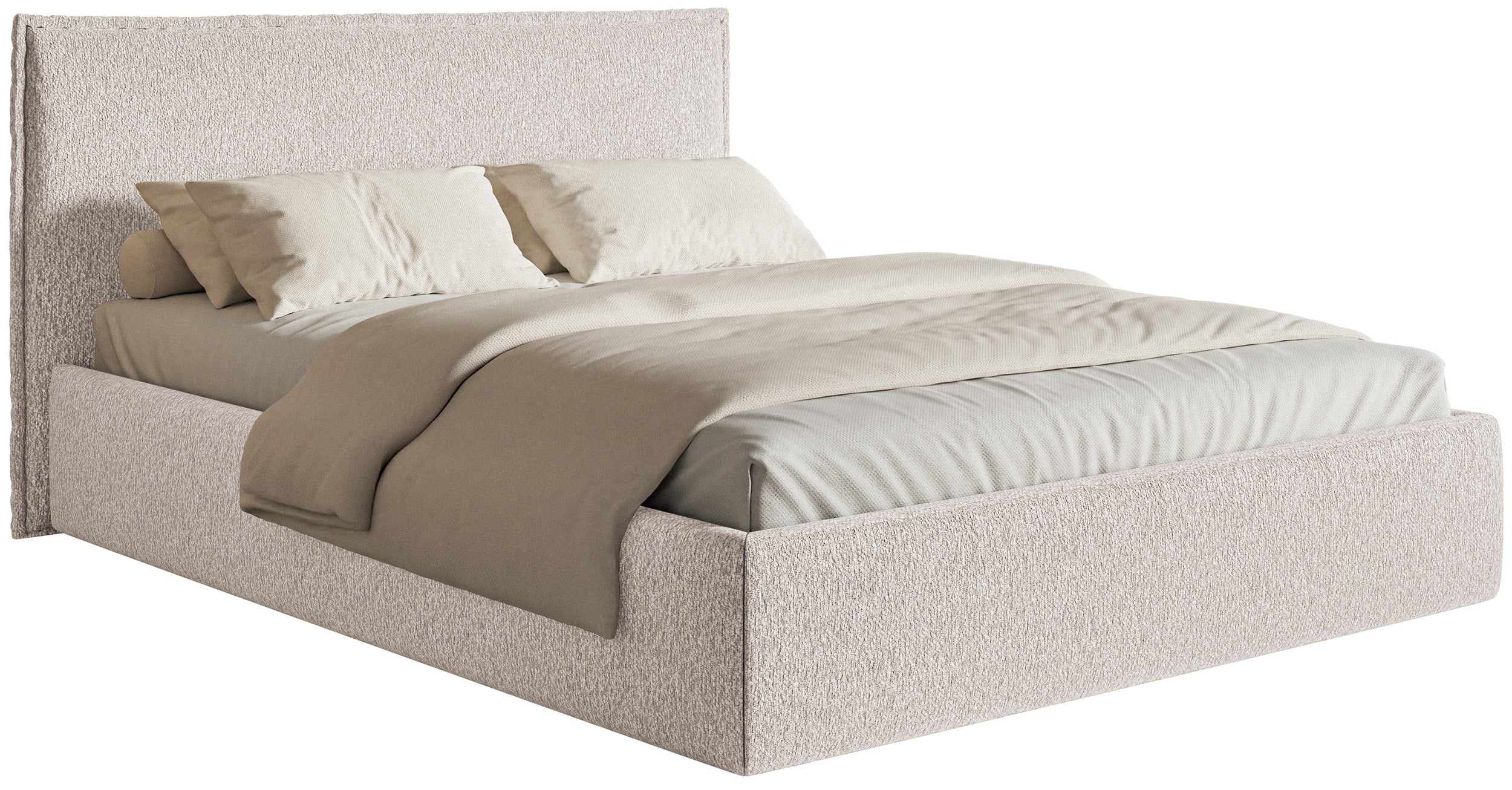 Łóżko tapicerowane 180×200 cm Softie Slim beżowe szenil