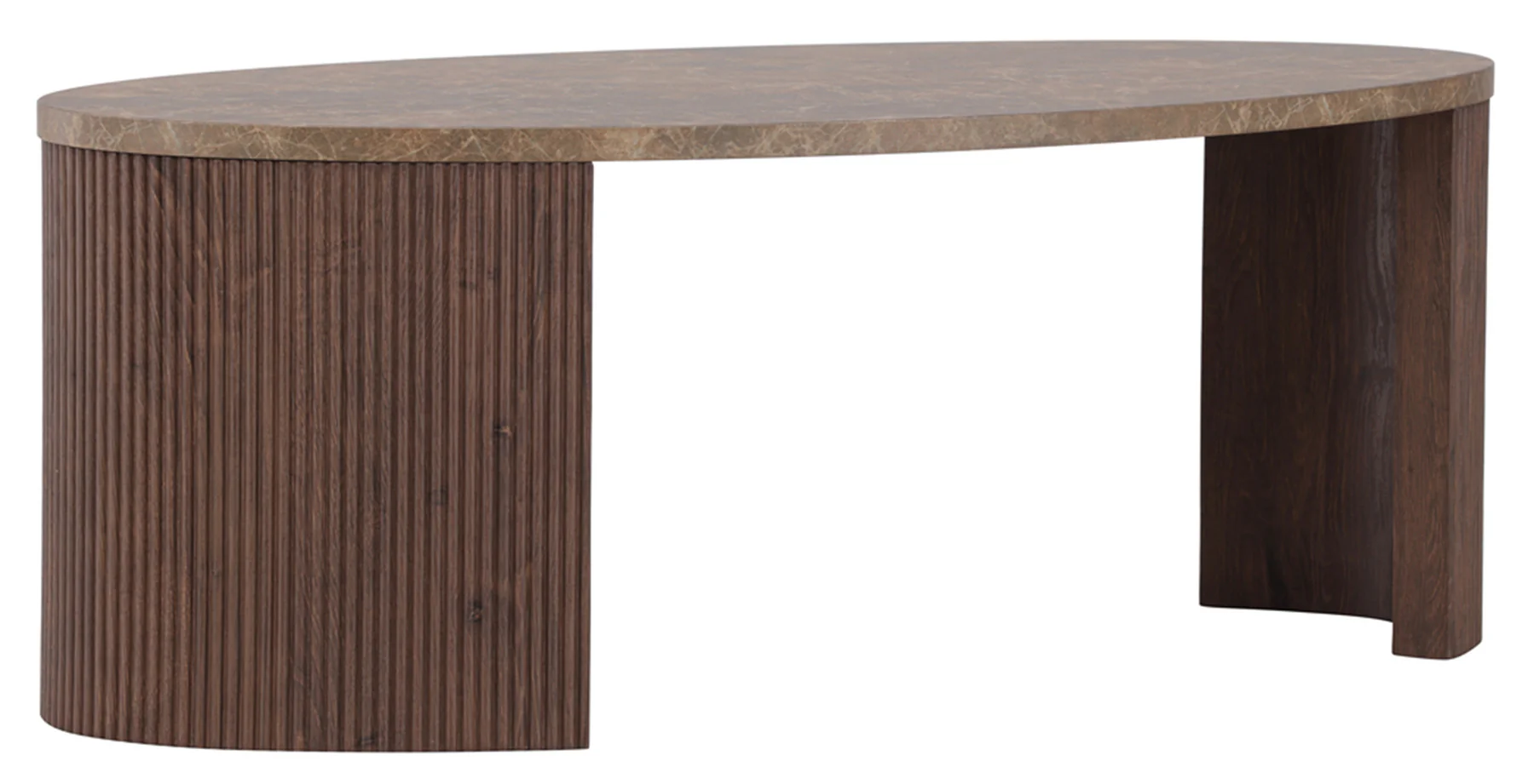 Stolik kawowy Comitty 120×60 cm mokka z ryflowaną podstawą