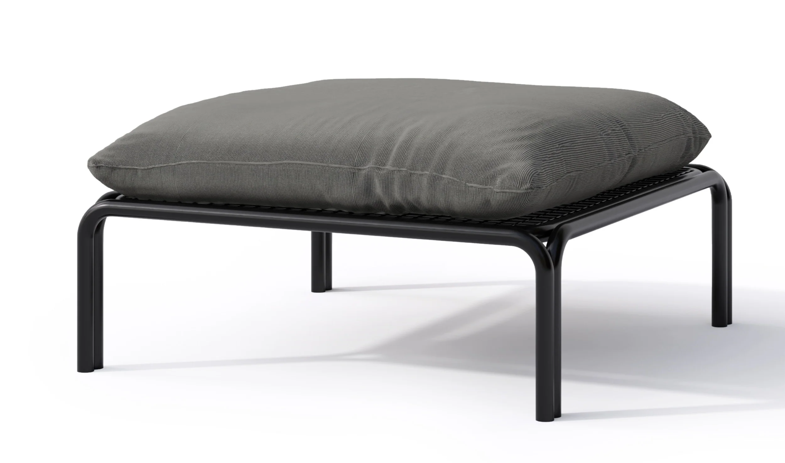 Pufa ogrodowa Worcully 75×72 cm w tkaninie hydrofobowej antracytowa/ czarny stelaż