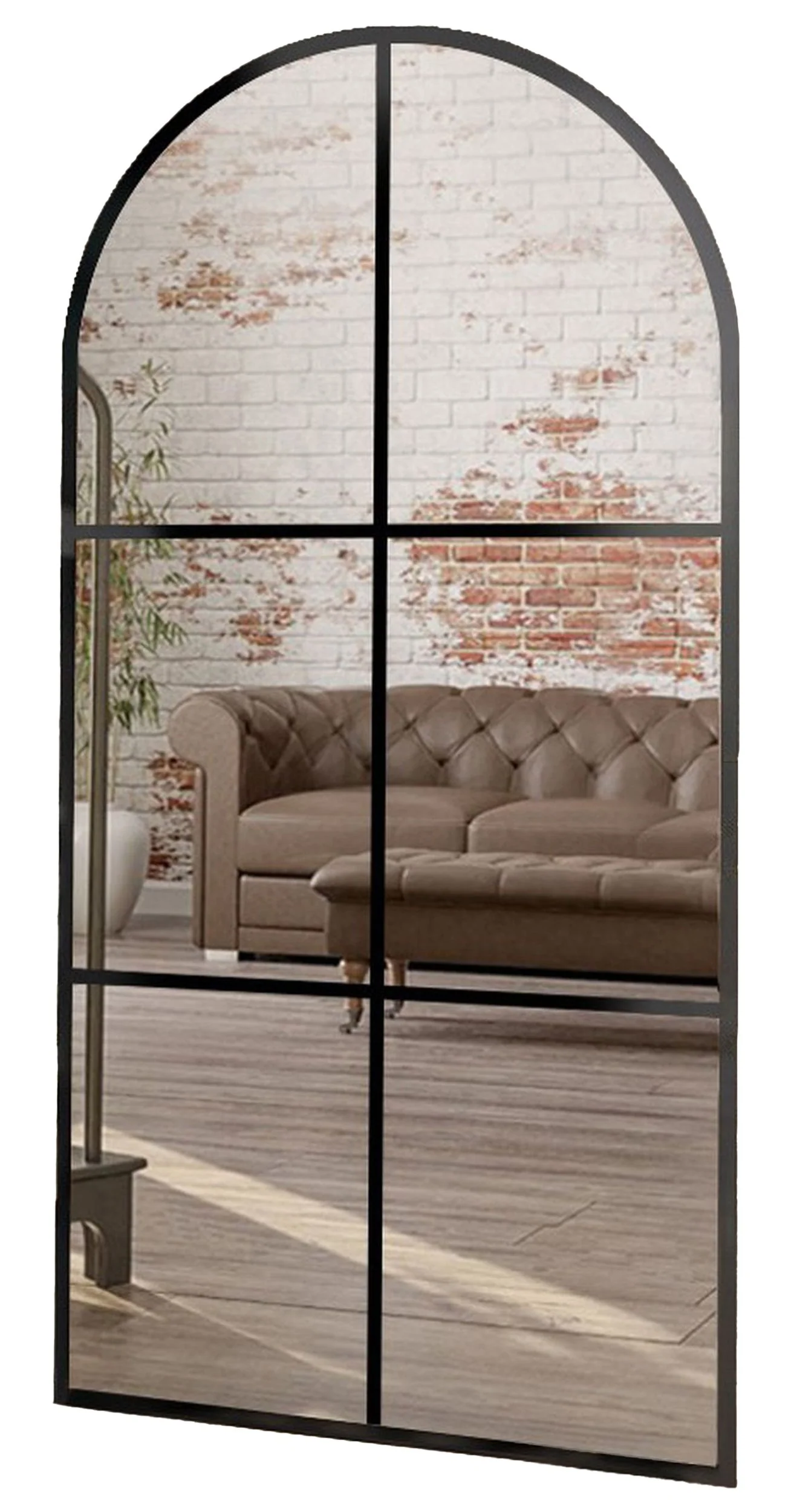 Lustro ścienne Romeo 170×70 cm ze szprosami w czarnej ramie
