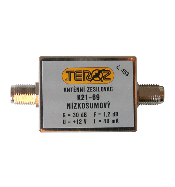 Anténní zesilovač TEROZ 453X, UHF, G30dB, F1,2dB, U100dBµV, F-F