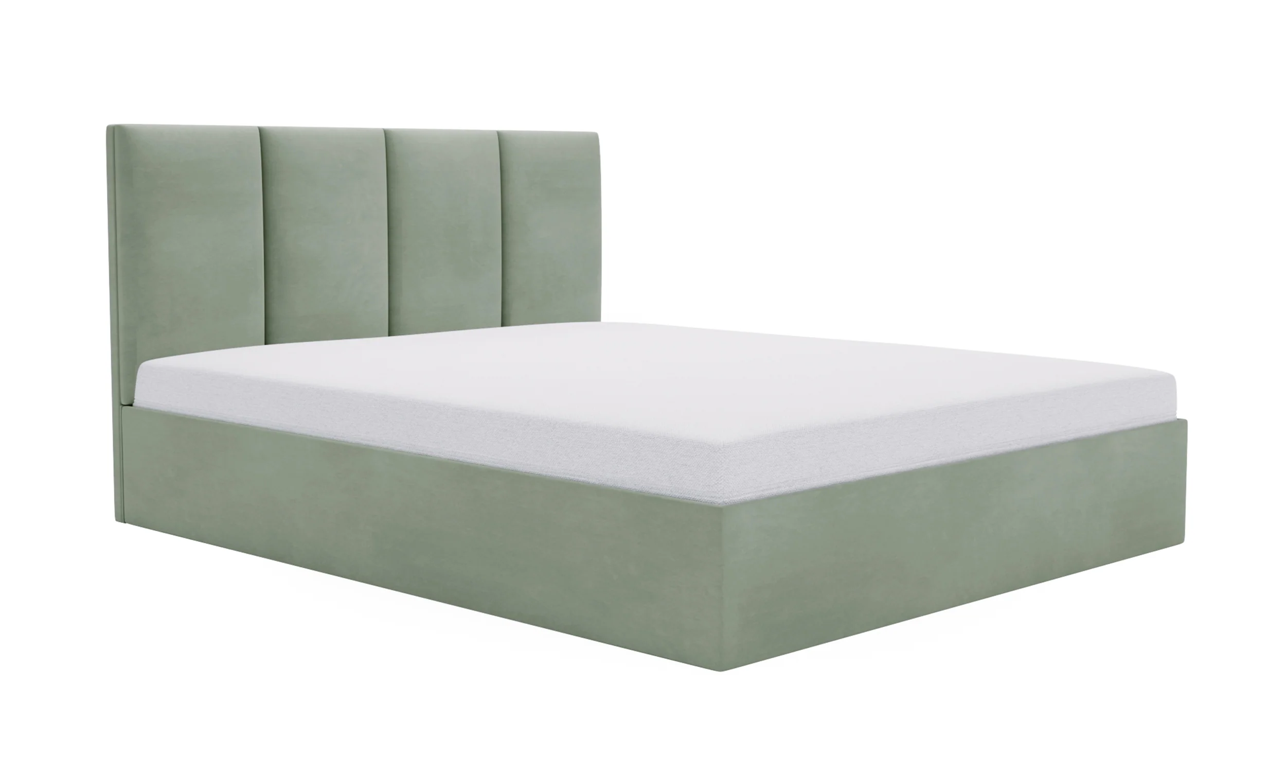 Łóżko tapicerowane 180×200 cm Drimmi z pojemnikiem eukaliptusowe velvet hydrofobowy